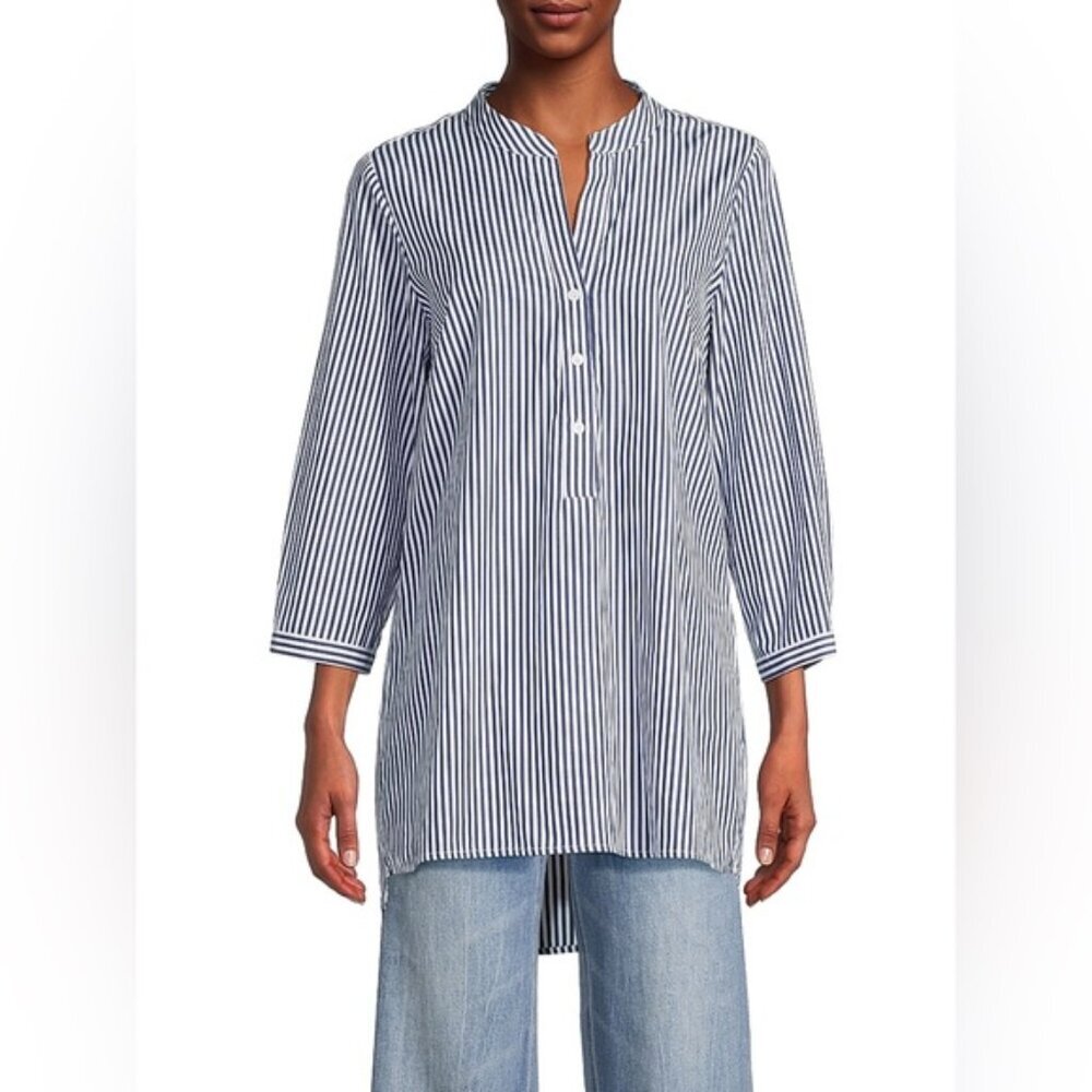 HARSHMAN Derrington Stripe Cotton Tunic Top small euc